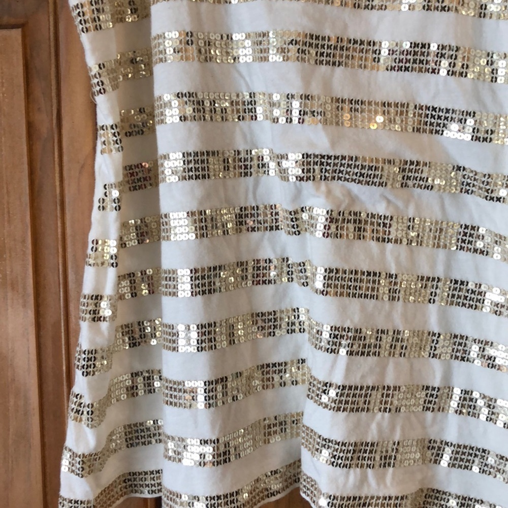 Express Beige Razorback Tank Gold Sequin Small - Picture 2 of 4